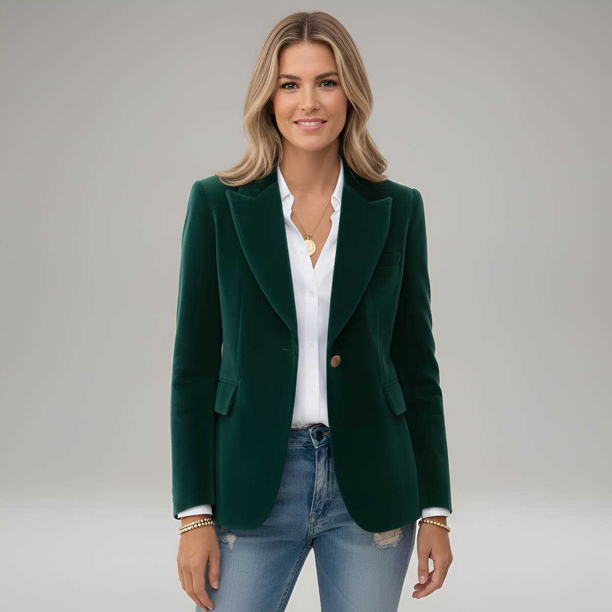 Valerios Fashion elegantné dámske zamatové sako na jeden gombík
