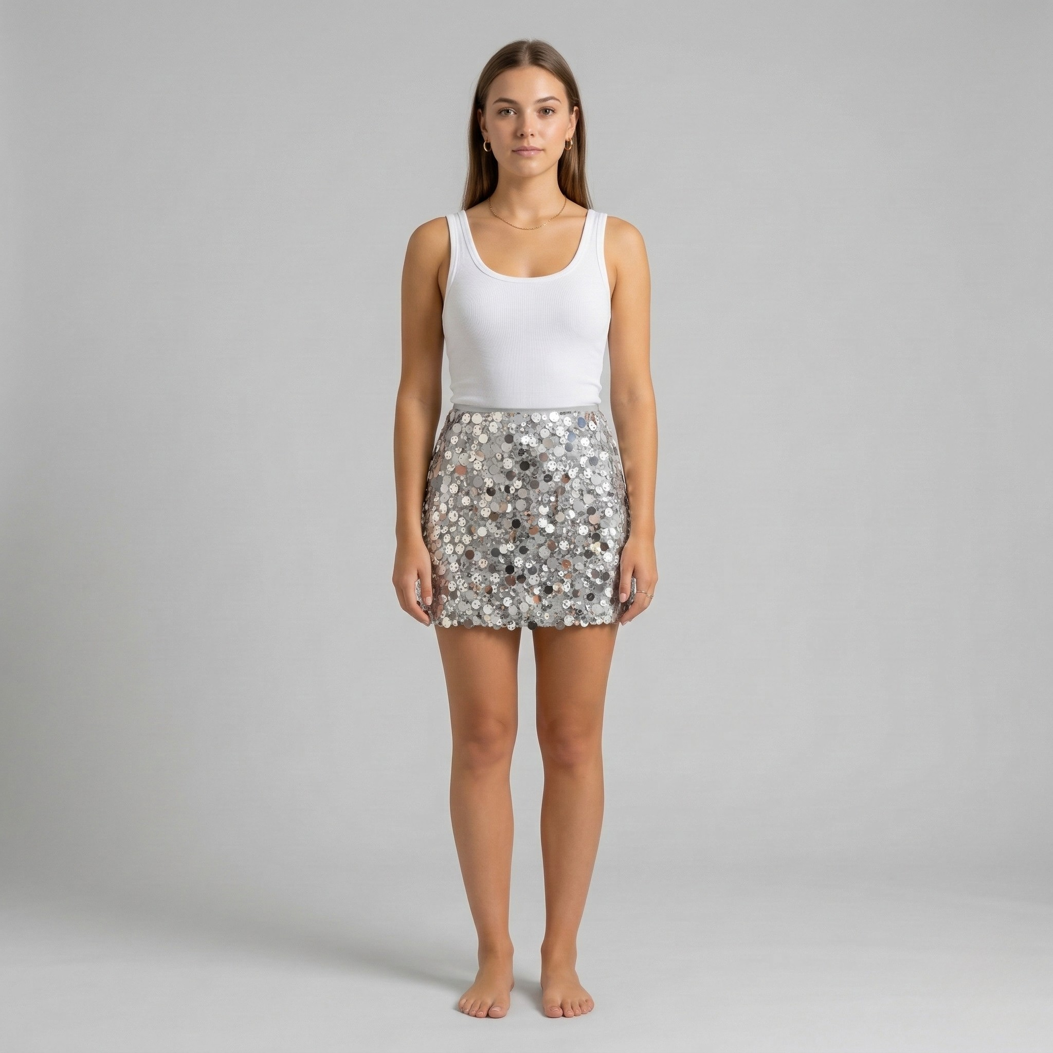 Gonna corta donna con paillettes mini gonna elegante aderente per festa e sera