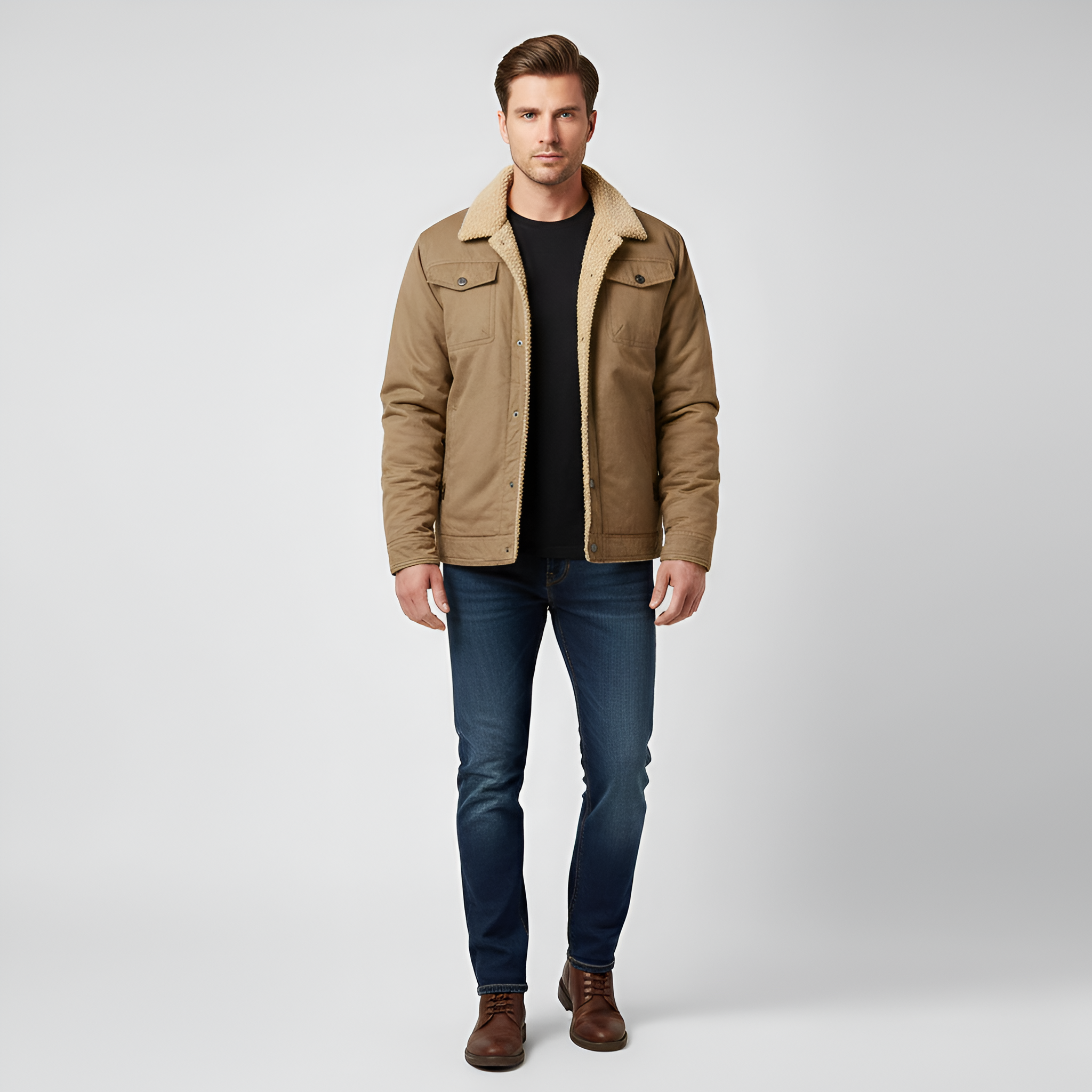 Valerios Fashion giacca invernale uomo foderata peluche antivento