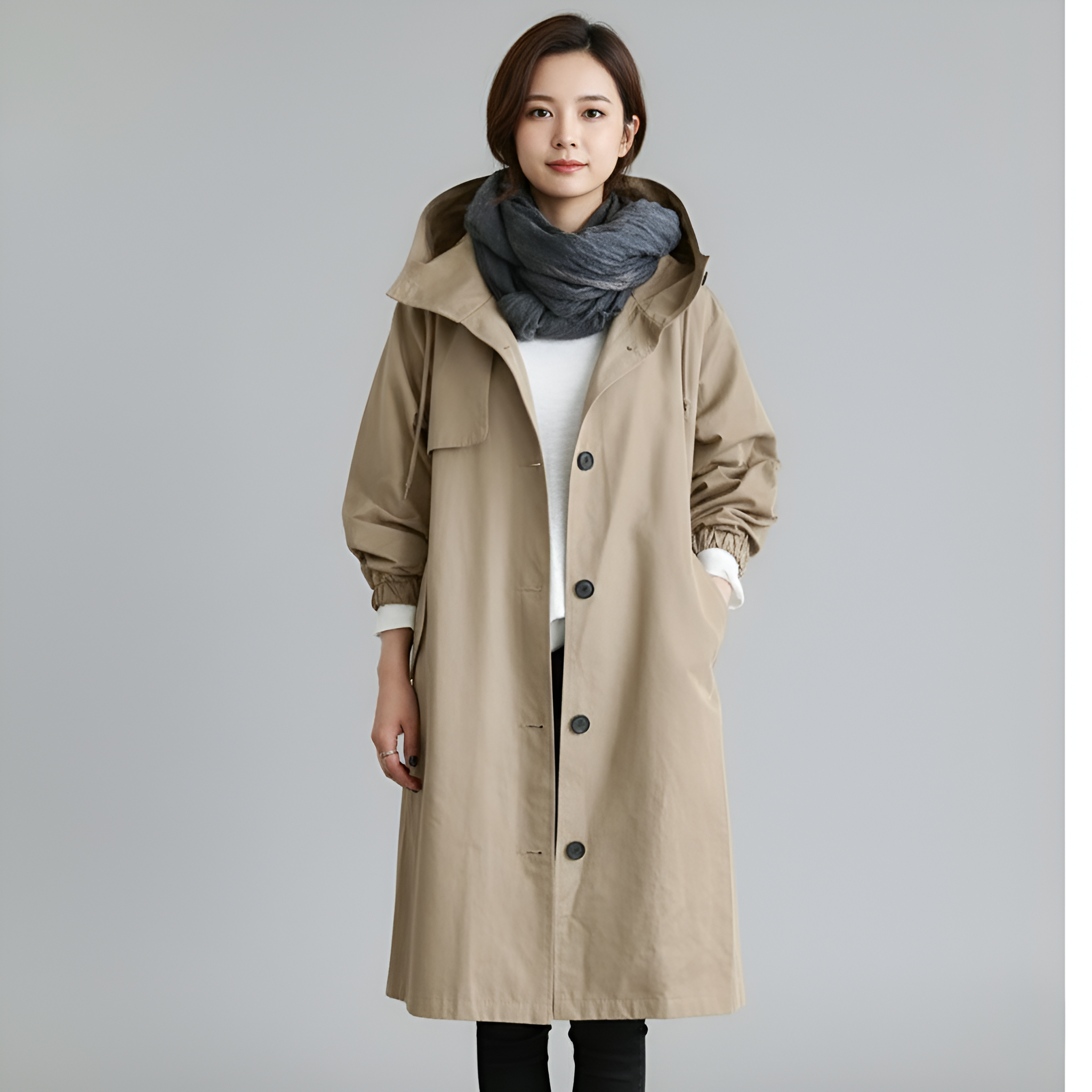 Valerios Fashion cappotto donna impermeabile leggero con cappuccio