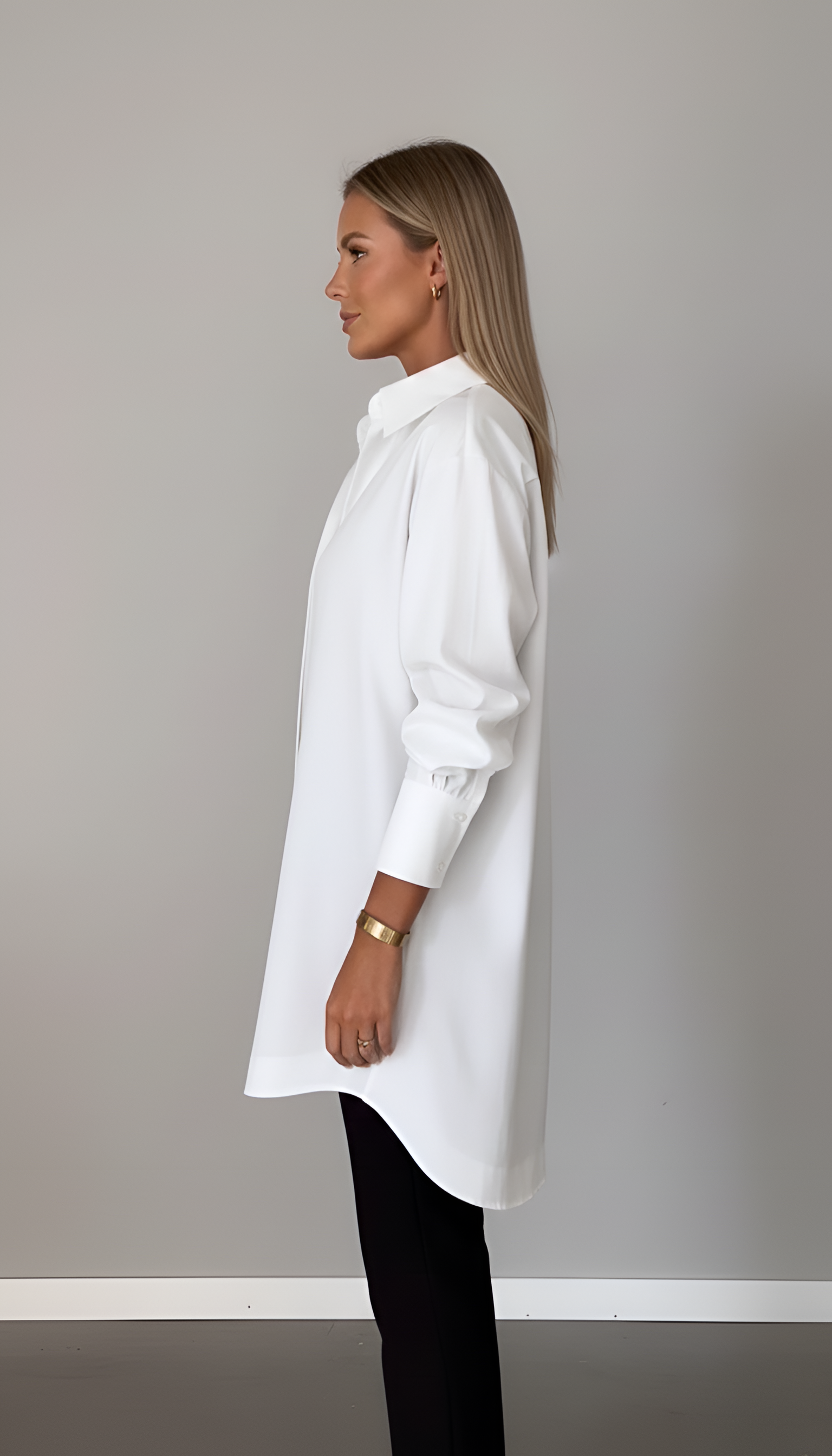 Valerios Fashion camicia donna oversize in cotone con colletto classico