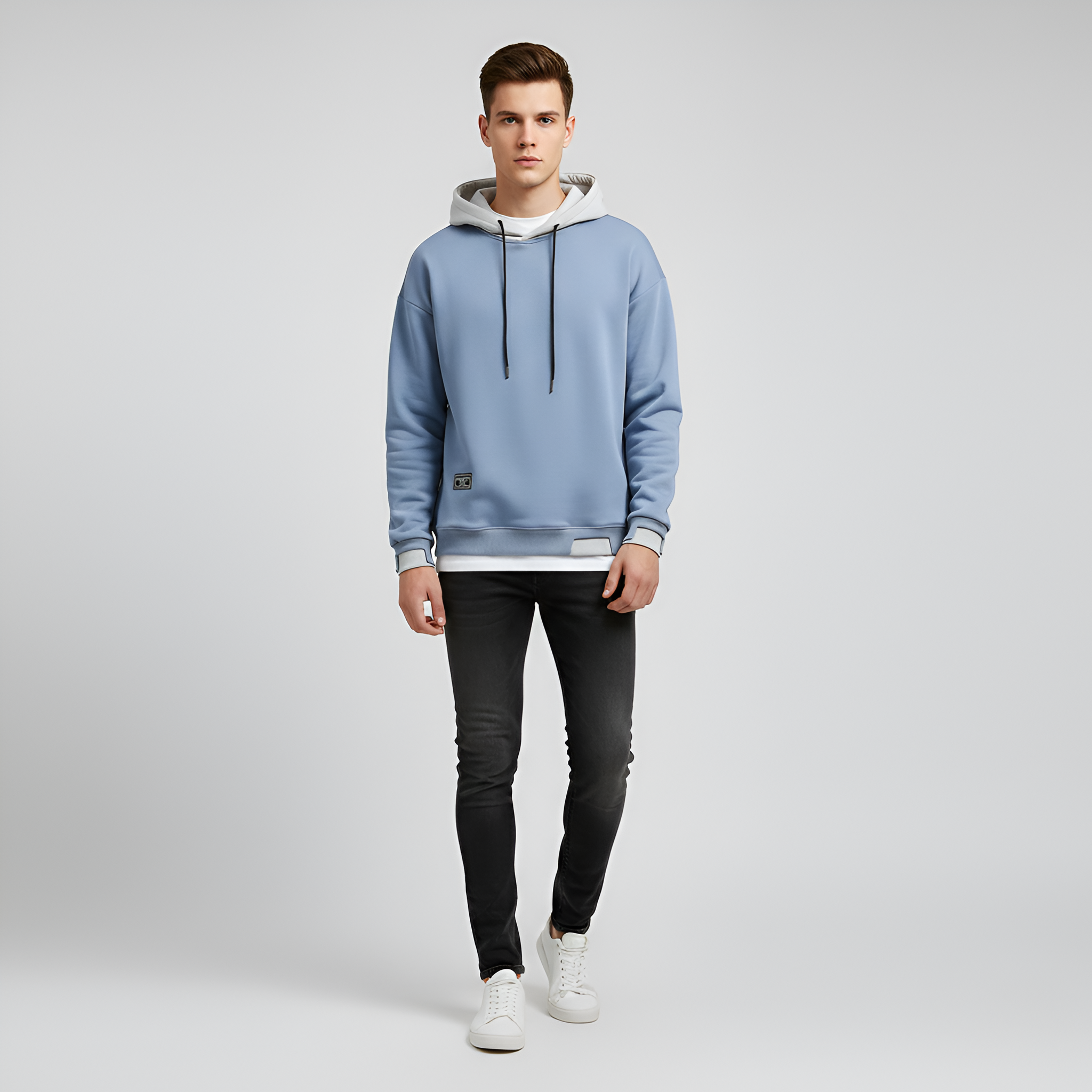 Valerios Fashion felpa con cappuccio uomo in cotone casual