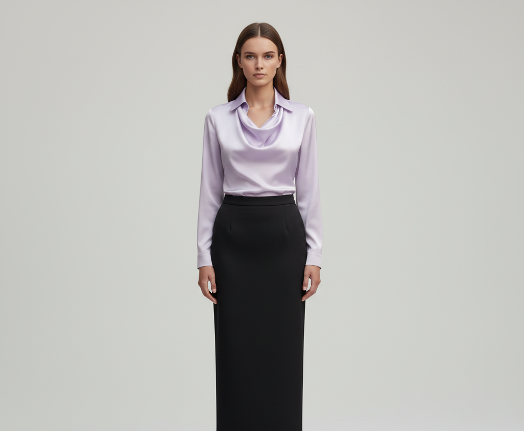 Valerios Fashion camicetta donna satin elegante collo morbido