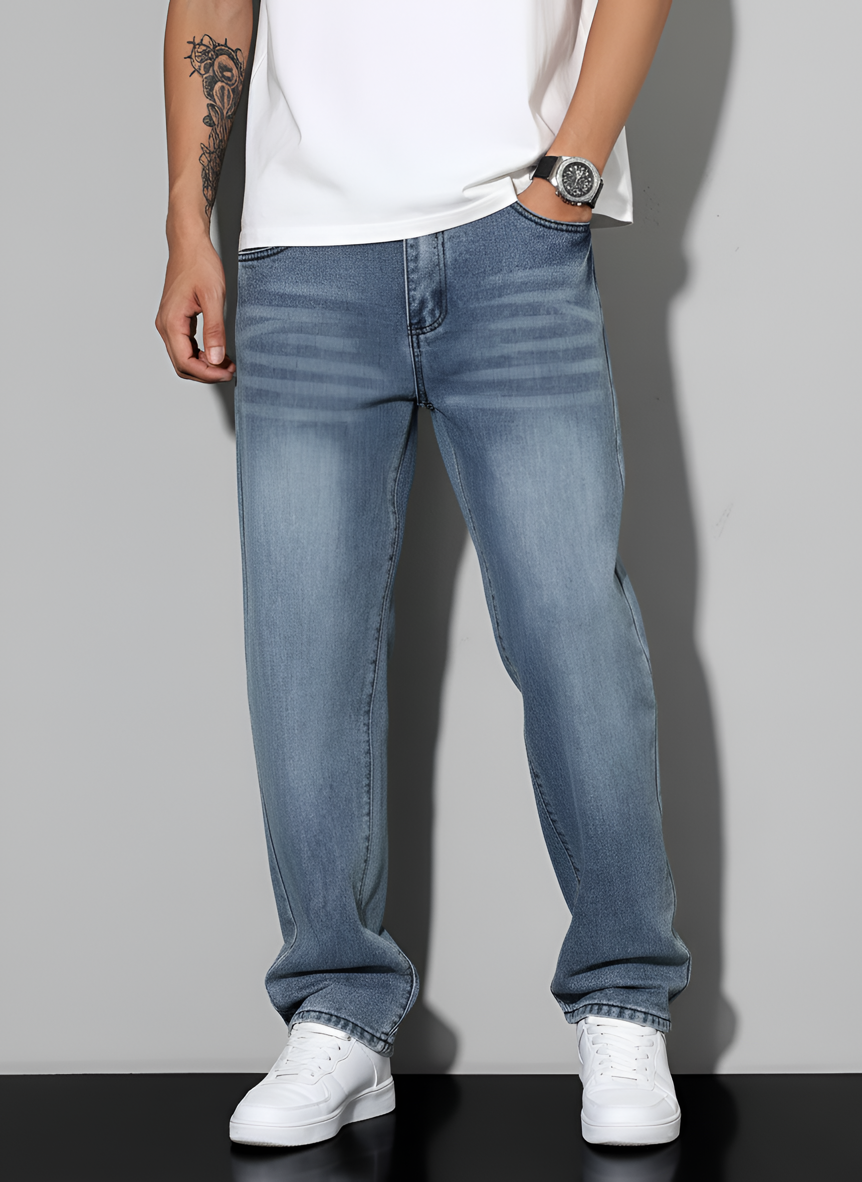 Valerios Fashion jeans uomo casual in denim di cotone vestibilità regolare