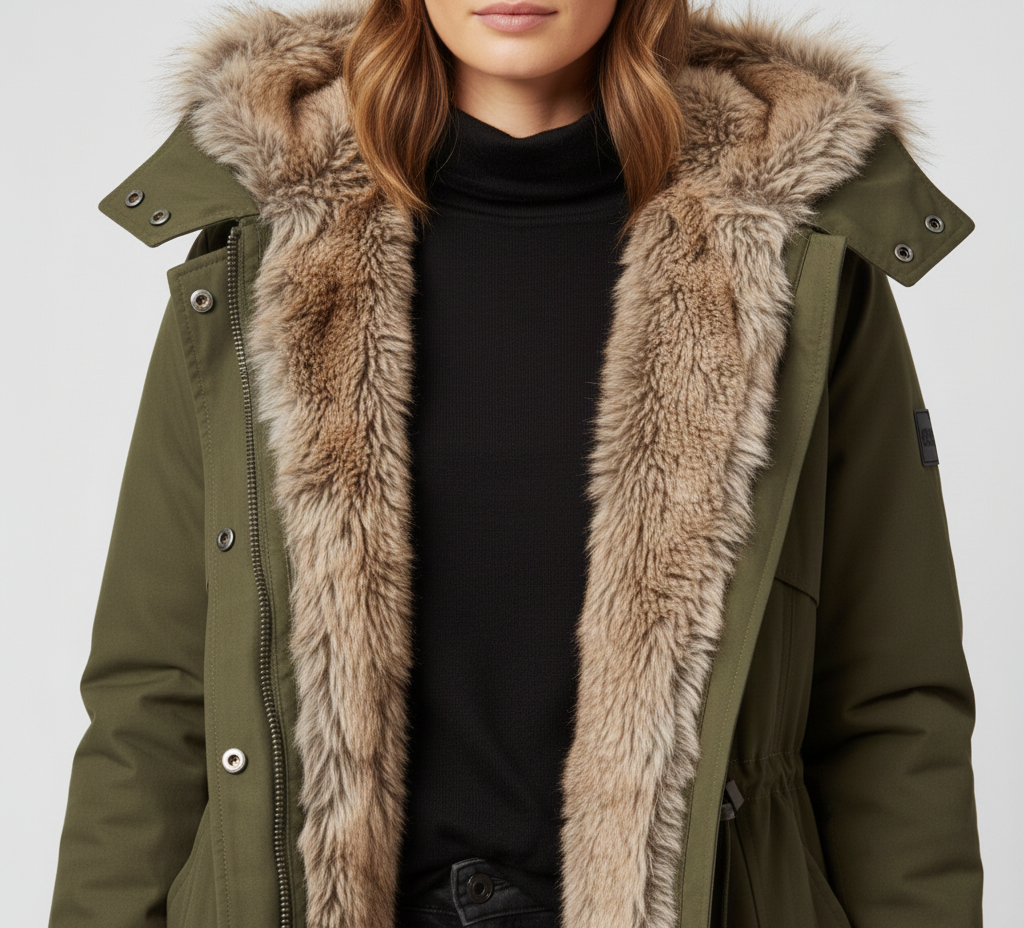 Valerios Fashion parka donna con pelliccia sintetica