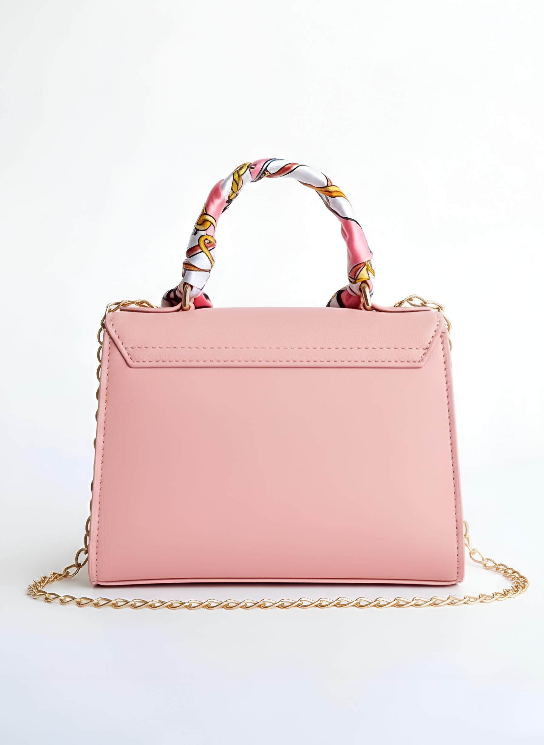 Sac à main pour femme avec foulard décoratif et bandoulière chaîne