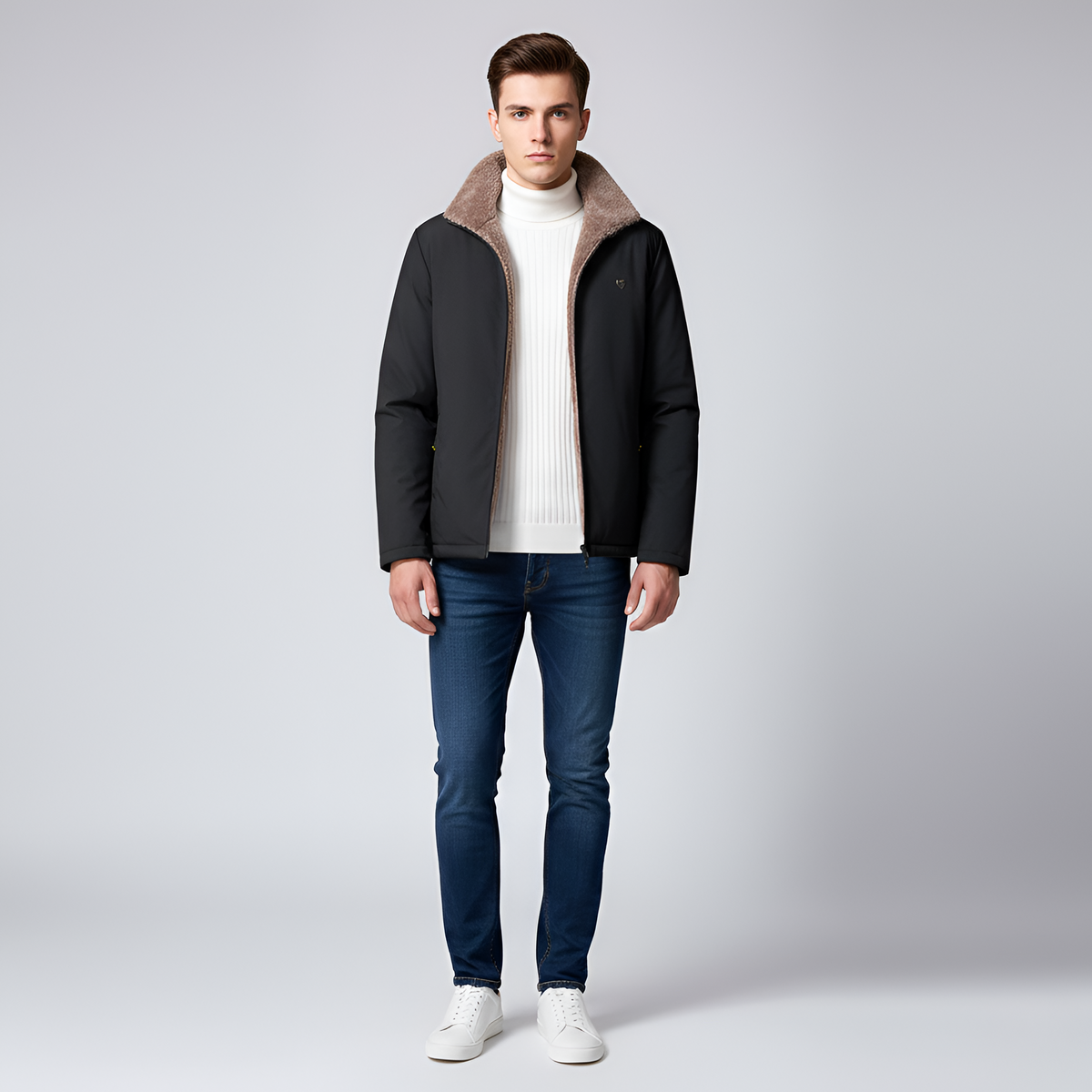 Veste d’hiver homme matelassée avec capuche et doublure intérieure thermique