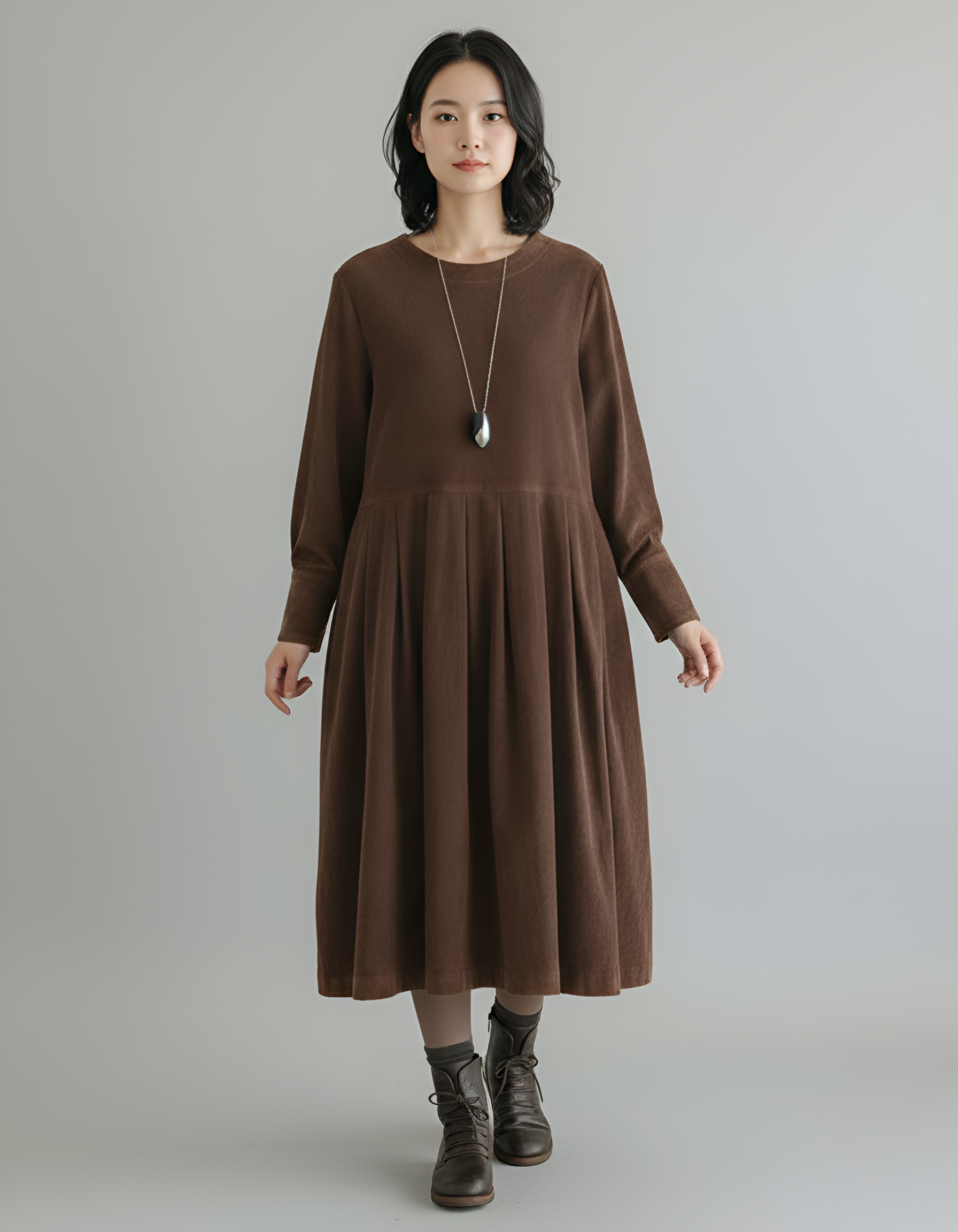 Valerios Fashion abito midi donna in cotone casual elegante