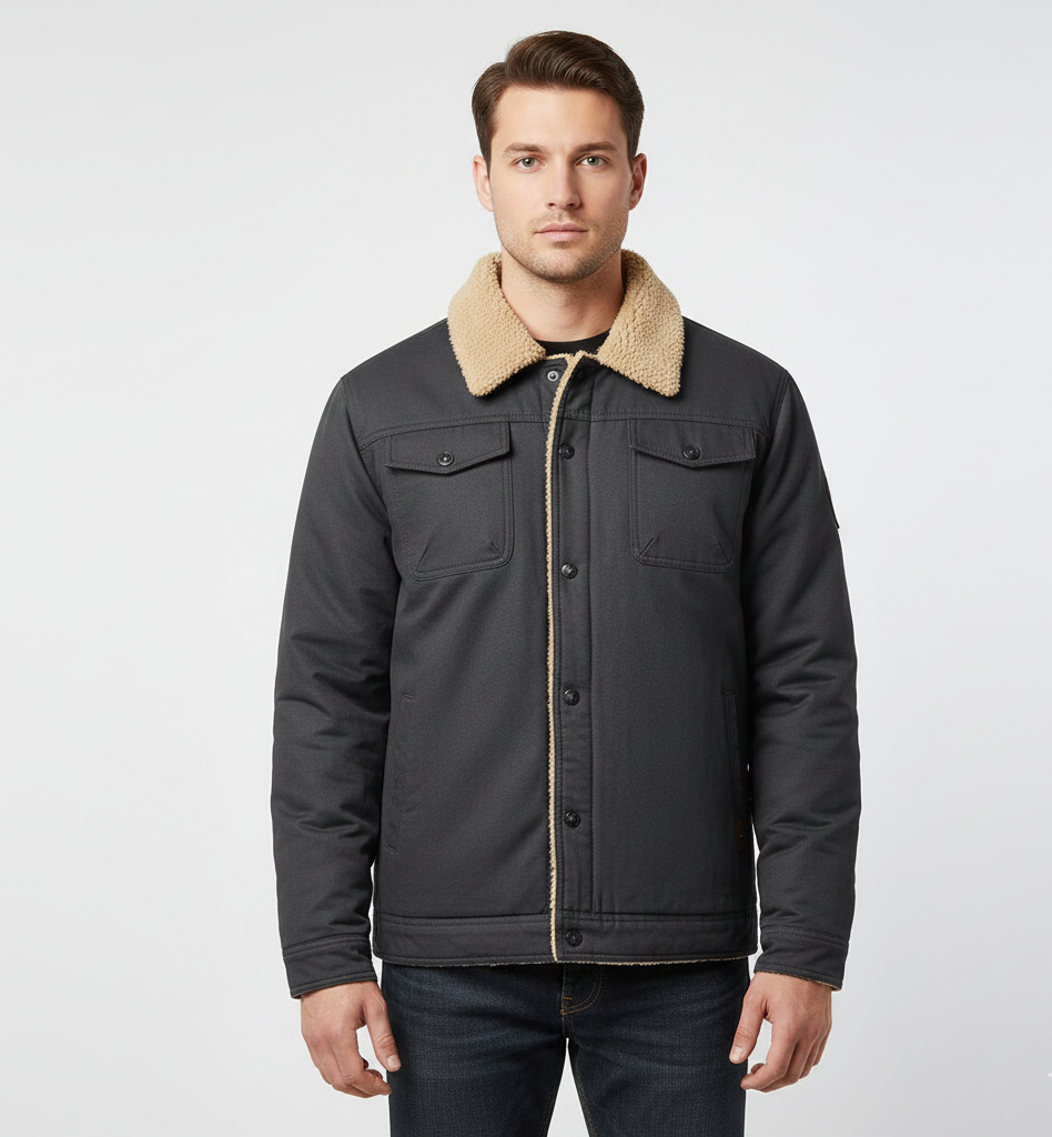 Valerios Fashion giacca uomo invernale imbottita con colletto teddy casual