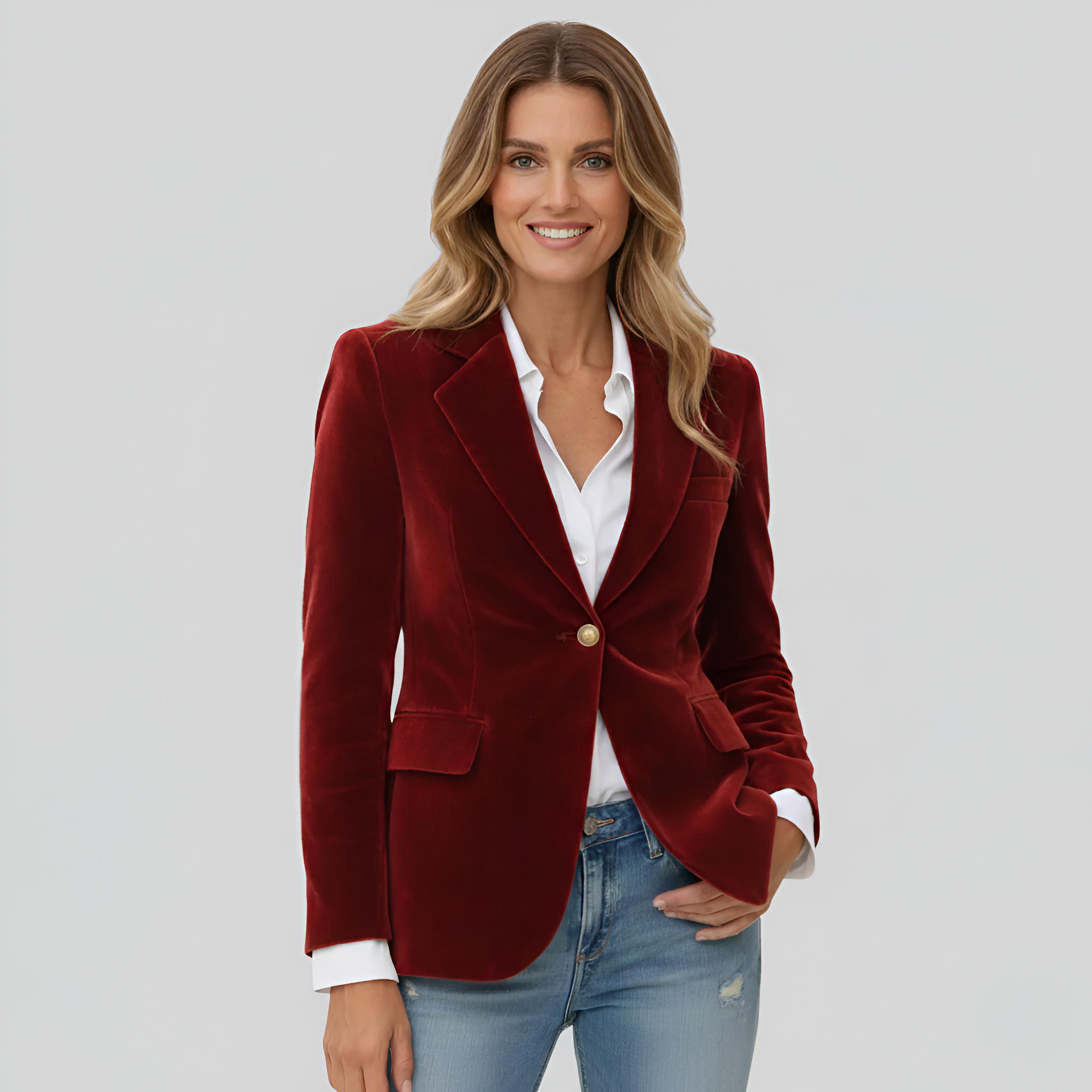 Valerios Fashion blazer donna elegante in velluto a un bottone