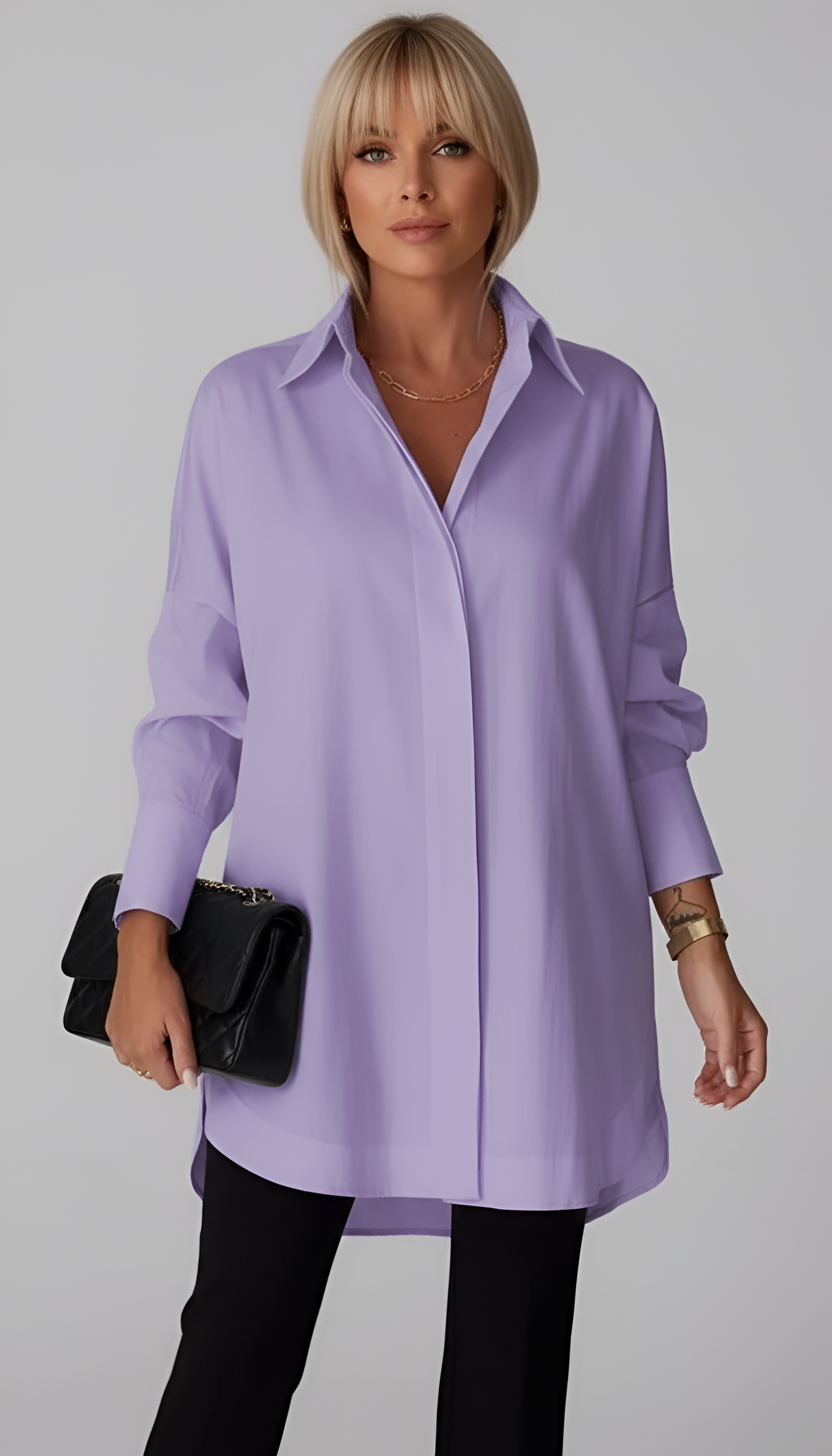 Valerios Fashion női oversize pamut ing klasszikus gallérral