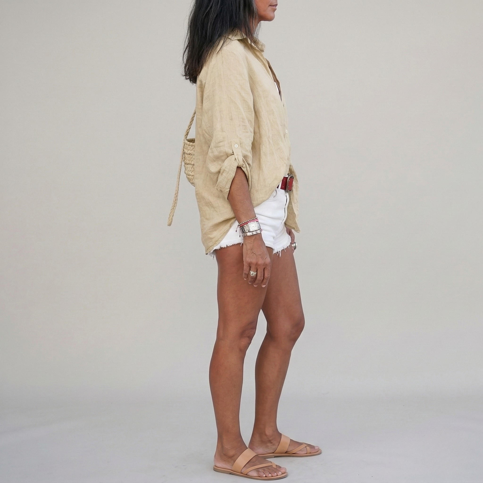 Camicia donna in lino maniche lunghe con bottoni camicia estiva casual oversize donna
