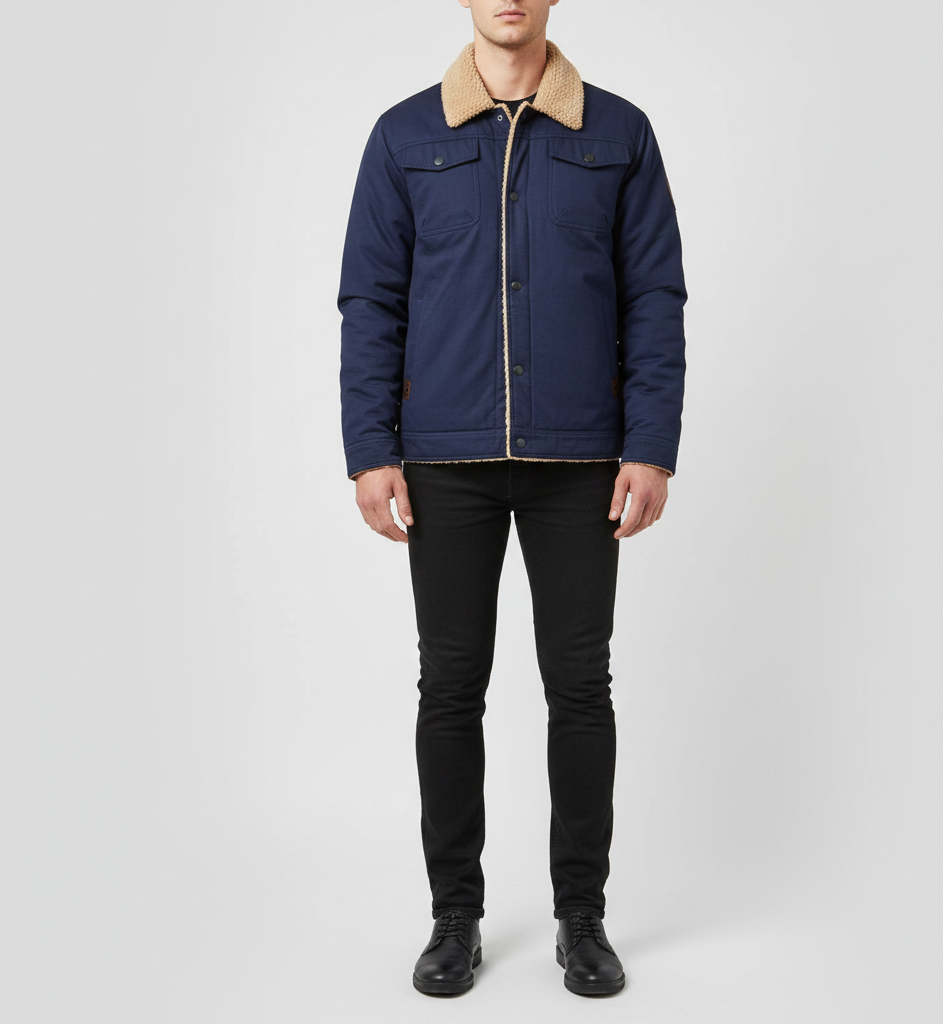 Valerios Fashion ανδρικό casual χειμερινό μπουφάν με επένδυση και γιακά teddy