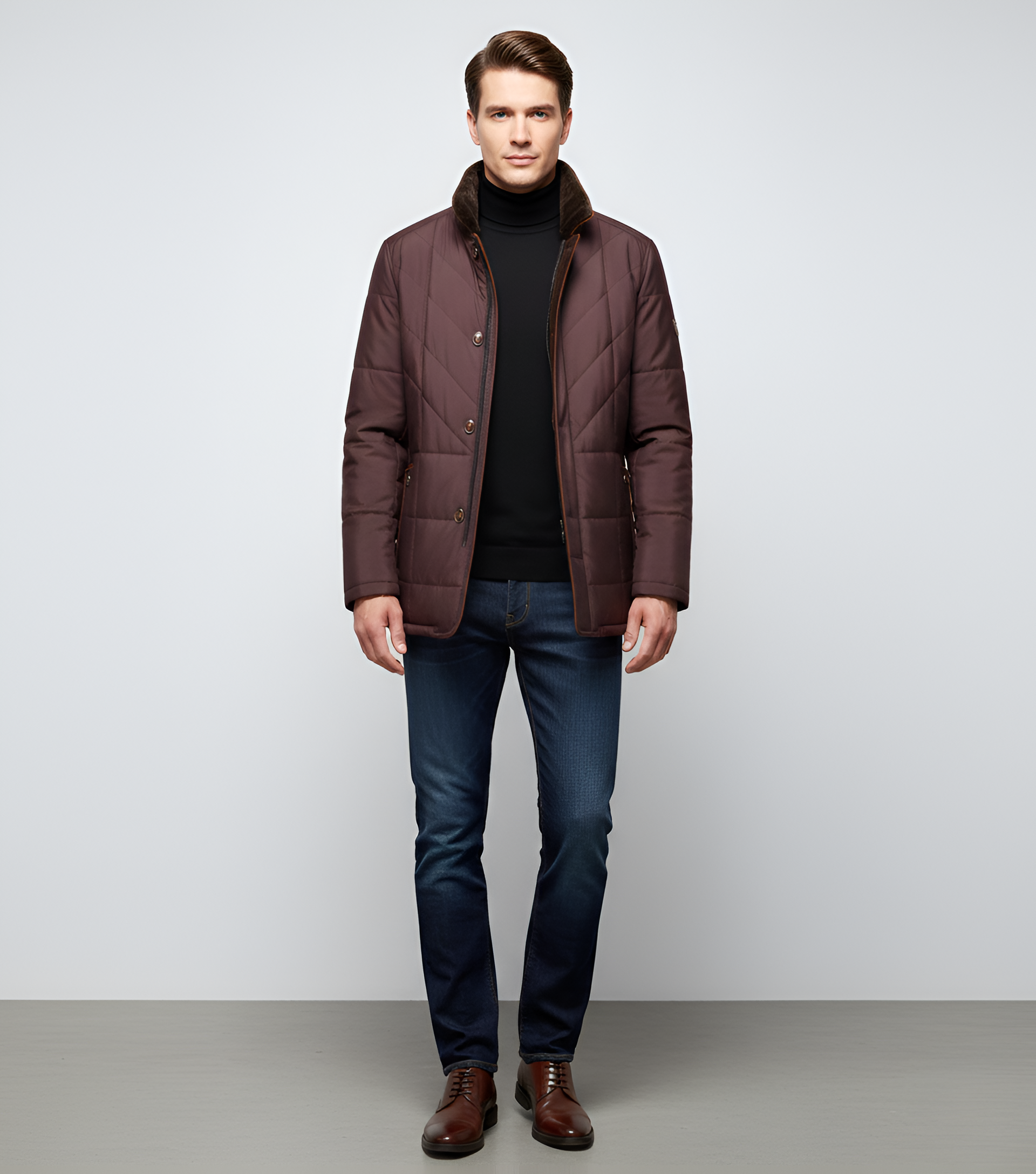 Valerios Fashion giacca imbottita uomo collo alto invernale