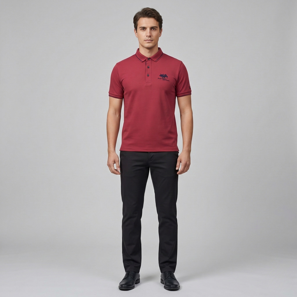 Polo décontracté pour homme en coton, manches courtes, col et boutons
