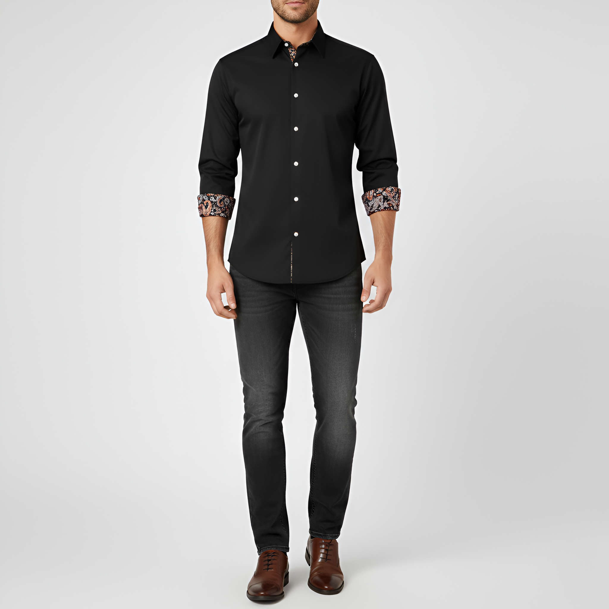 Valerios Fashion pánská slim fit košile z bavlny s potiskem