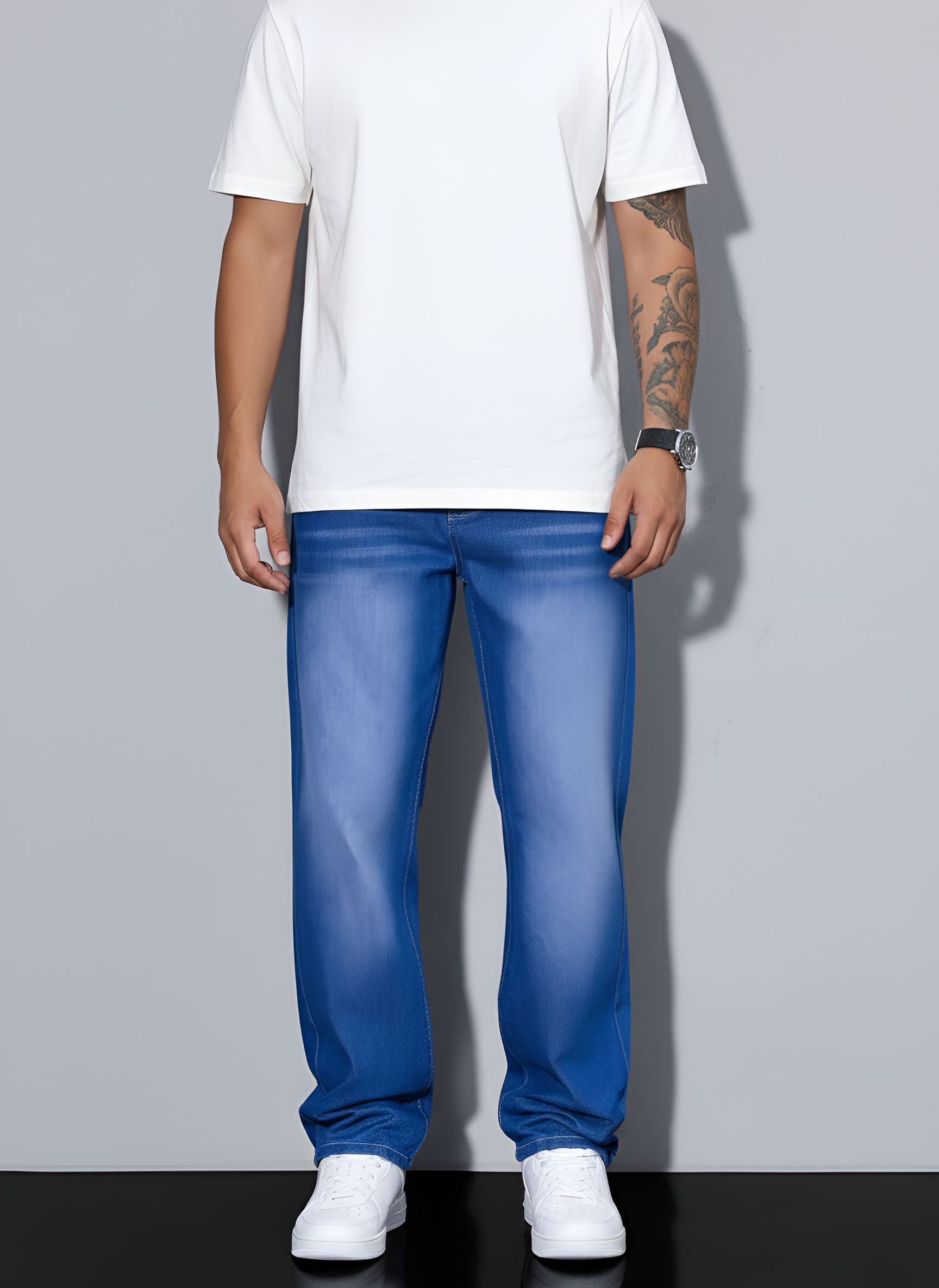 Valerios Fashion jeans uomo casual in denim di cotone vestibilità regolare