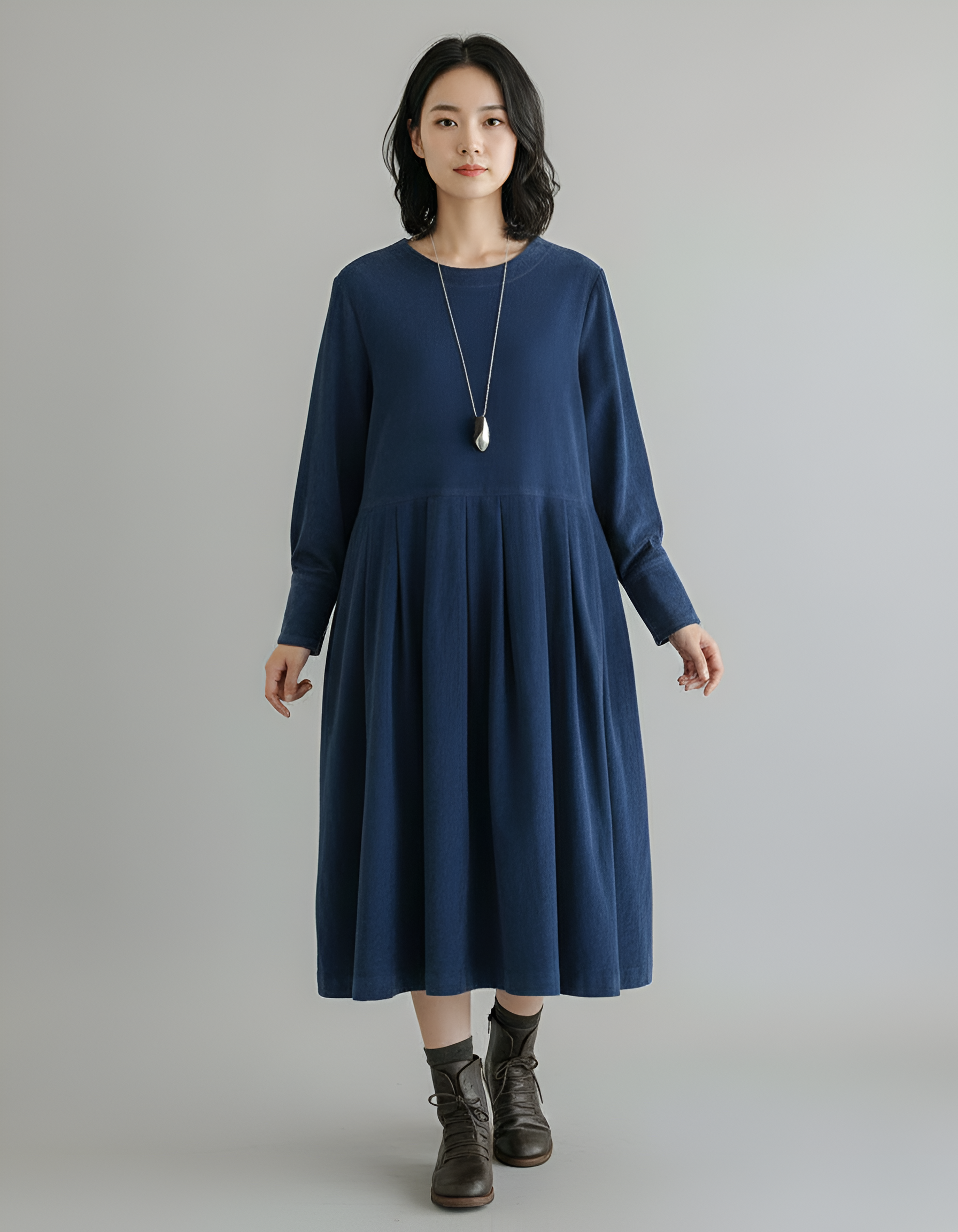Valerios Fashion Casual Elegant Women's Midi Cotton Dress