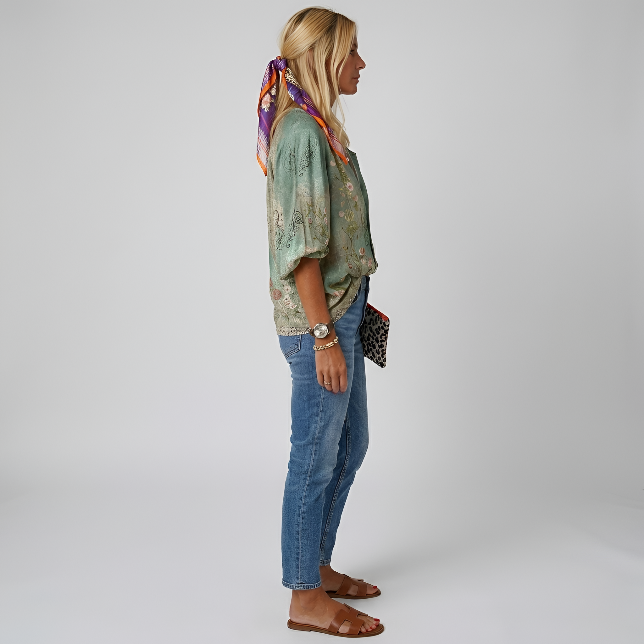 Blusa donna floreale con bottoni manica lunga camicia casual elegante da giorno