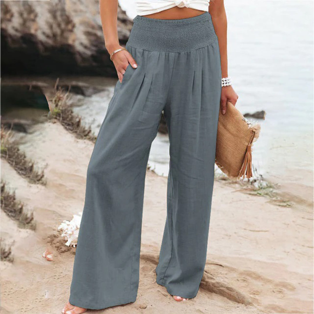 Pantaloni palazzo donna a vita alta