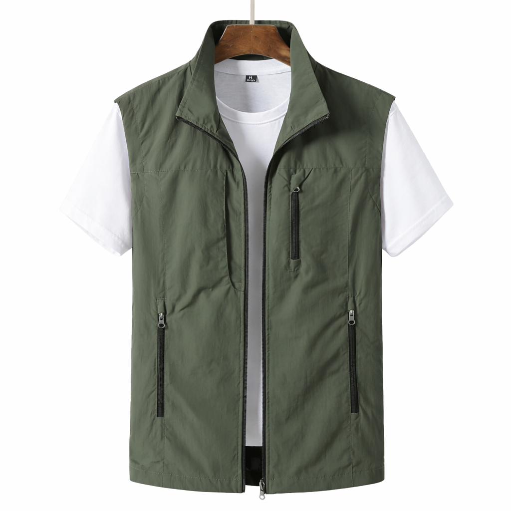 Gilet Leggero da Uomo con Zip e Tasche Utility