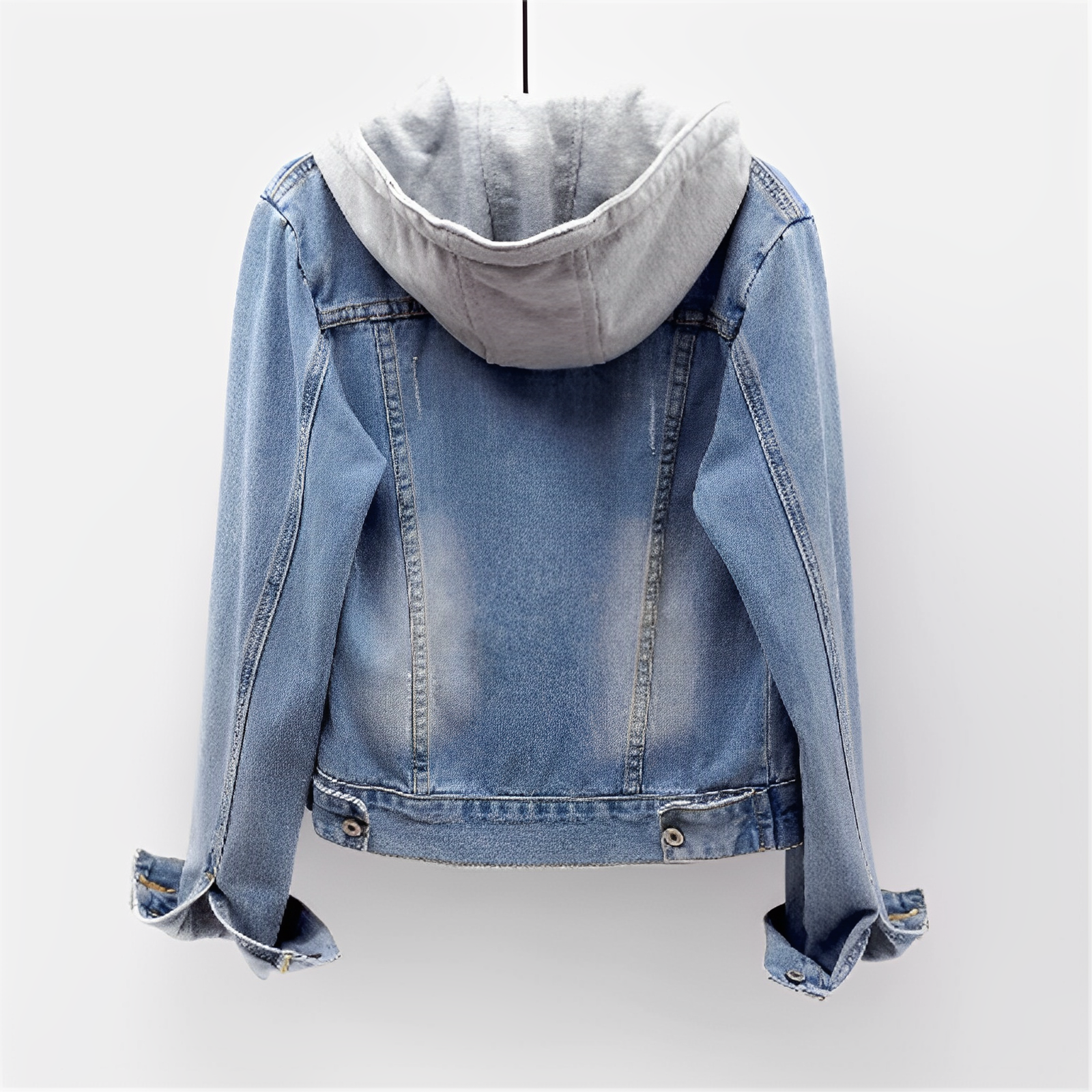 Adah - Giacca di Jeans a Maniche Lunghe con Cappuccio Rimovibile