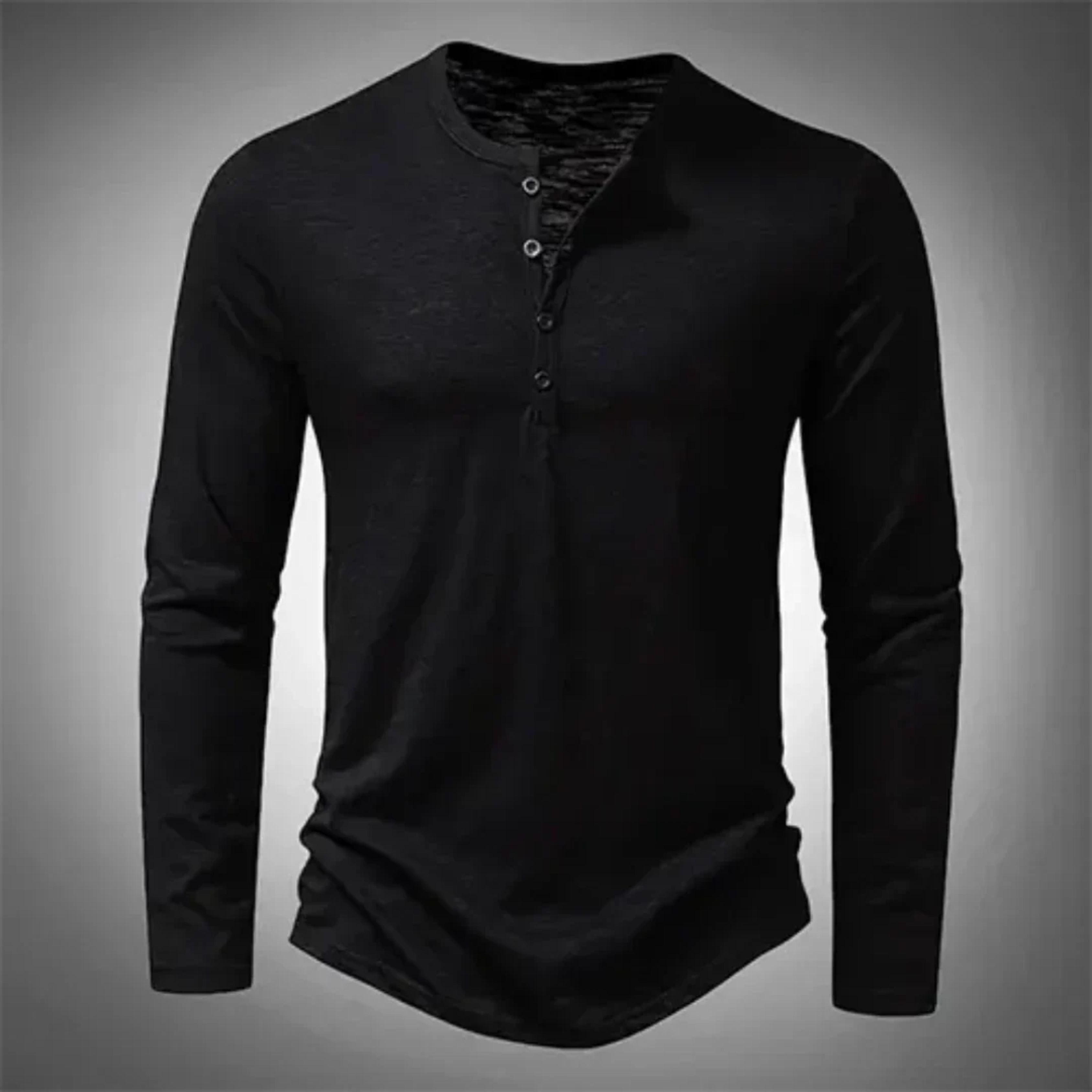 Pánský casual Henley svetr s dlouhým rukávem