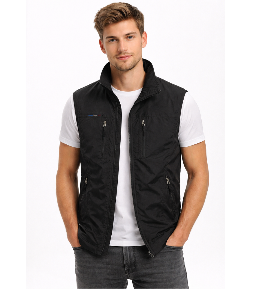 Gilet Imbottito Uomo con Zip e Collo Alto