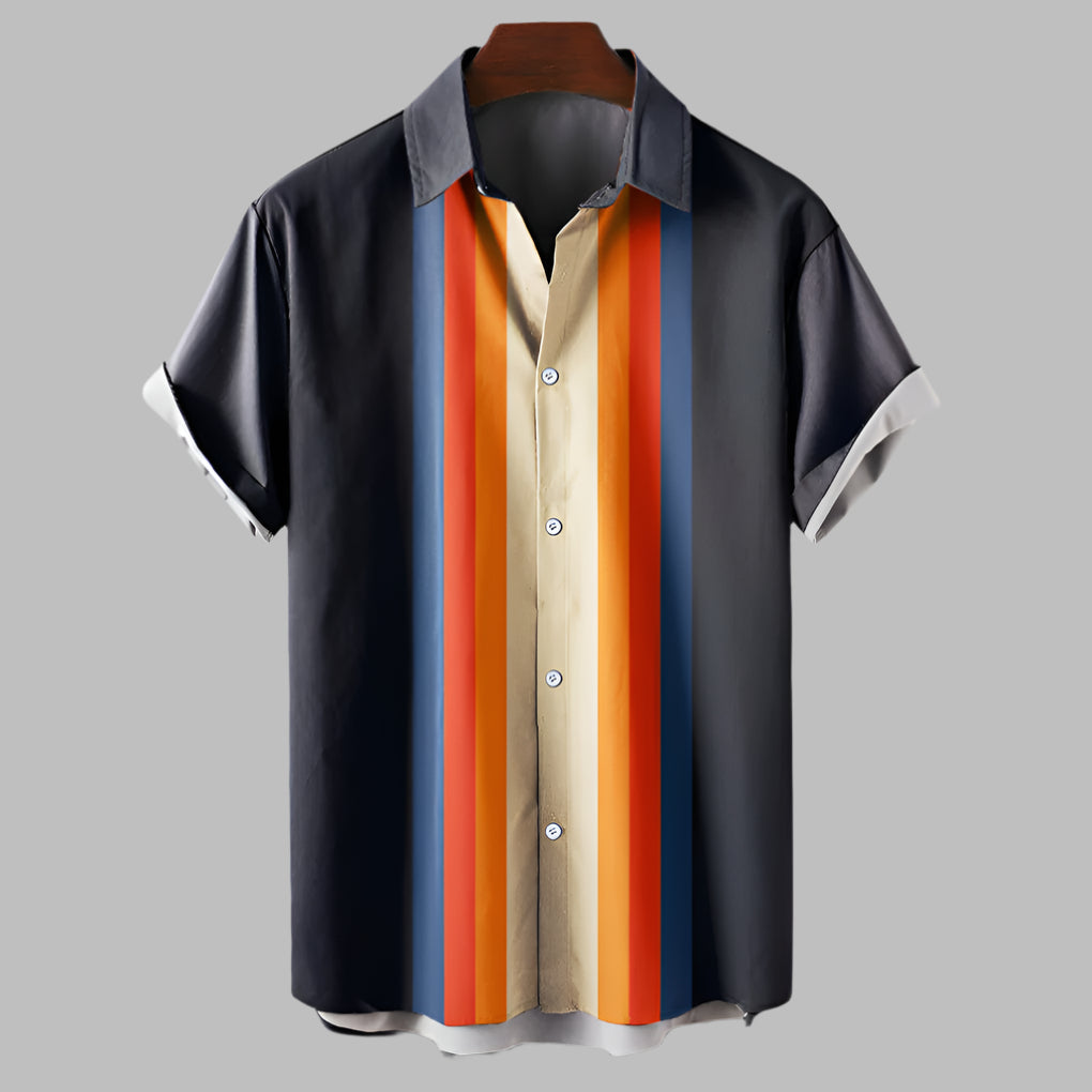 Camicia uomo a righe con maniche corte