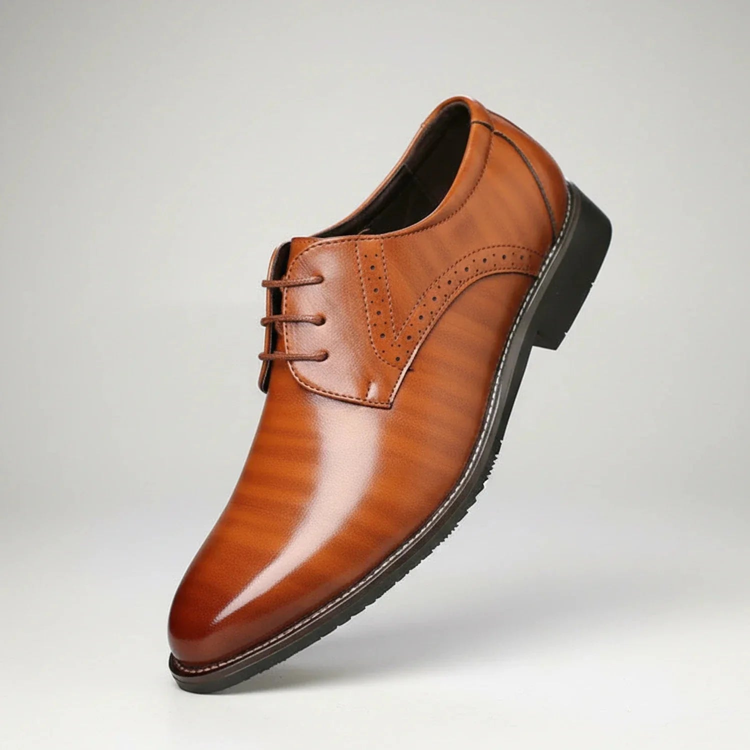 Scarpe Derby da Uomo con Punta Liscia e Cuciture a Contrasto | Formali