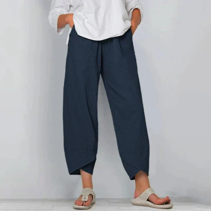 Pantaloni Harem da Donna in Lino e Cotone a Vita Elasticizzata – Casual, Morbidi e Traspiranti
