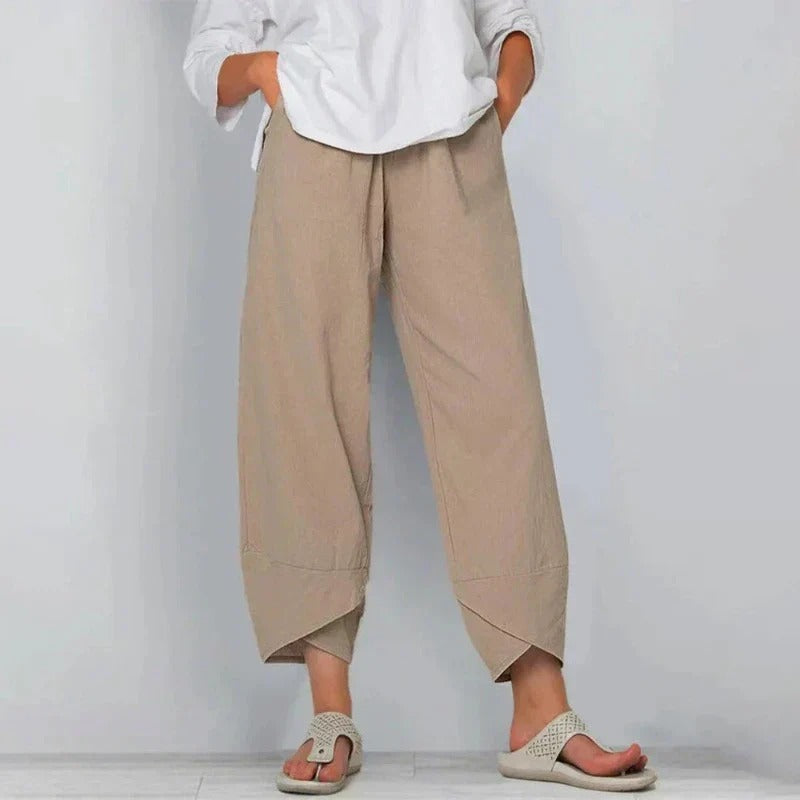 Pantaloni Harem da Donna in Lino e Cotone a Vita Elasticizzata – Casual, Morbidi e Traspiranti