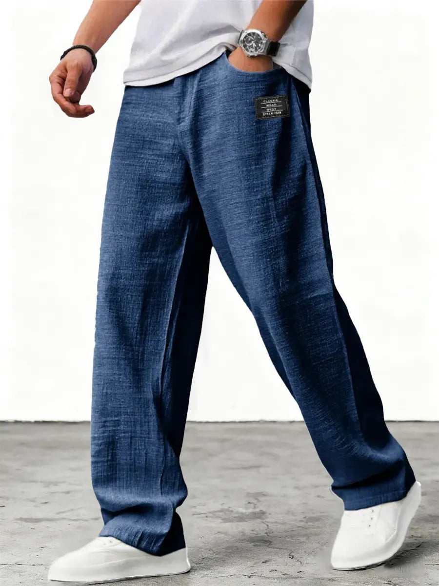 Pantaloni in Lino a Gamba Larga