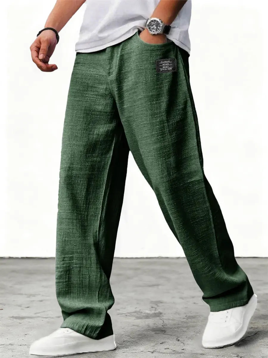 Pantaloni in Lino a Gamba Larga
