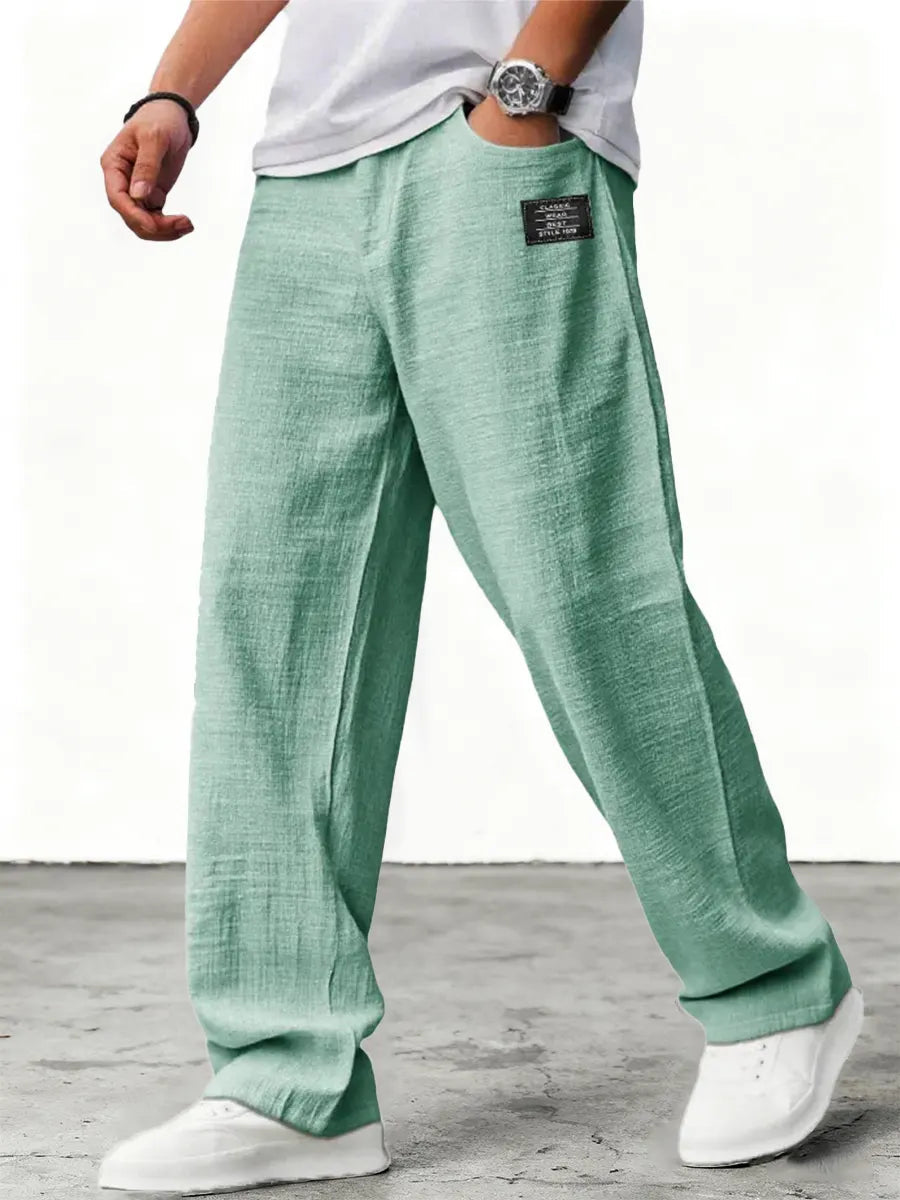 Pantaloni in Lino a Gamba Larga