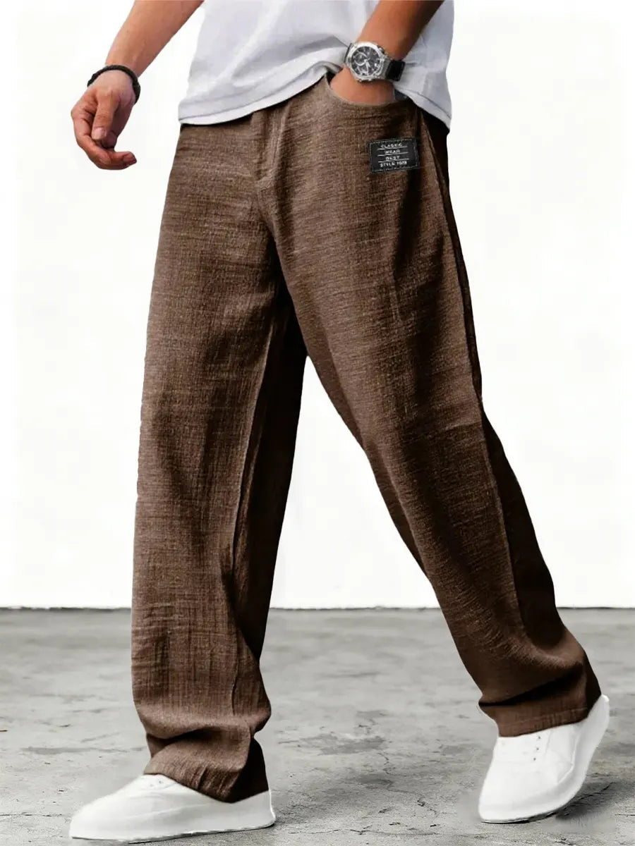 Pantaloni in Lino a Gamba Larga