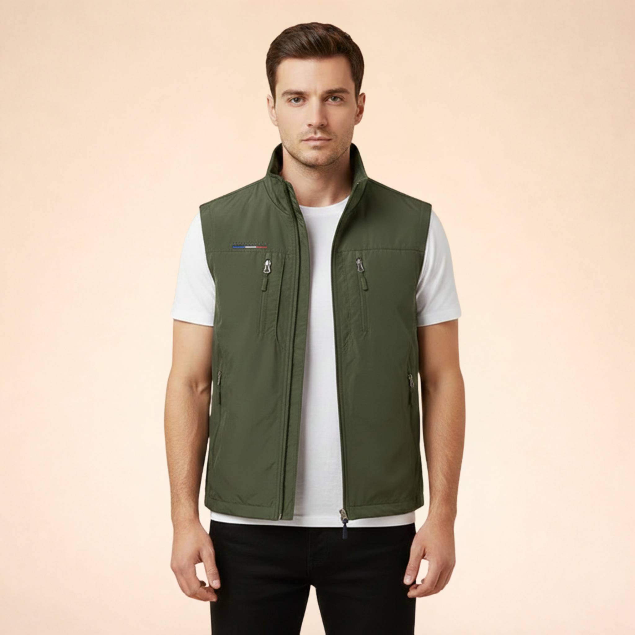 Gilet Uomo Multitasche Leggero Antivento con Zip – Gilet Outdoor Casual Traspirante per Trekking, Viaggi e Uso Quotidiano
