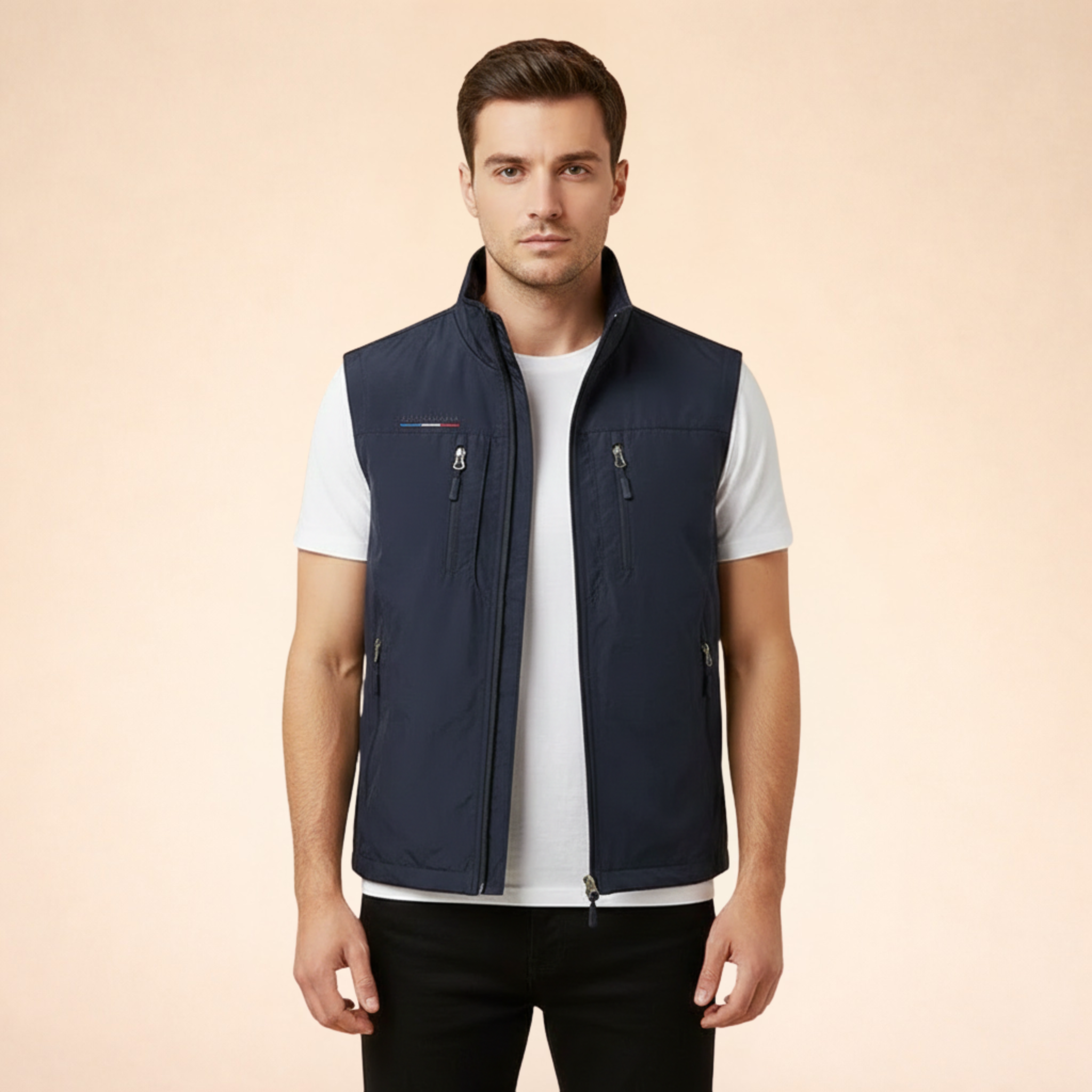 Gilet Uomo Multitasche Leggero Antivento con Zip – Gilet Outdoor Casual Traspirante per Trekking, Viaggi e Uso Quotidiano