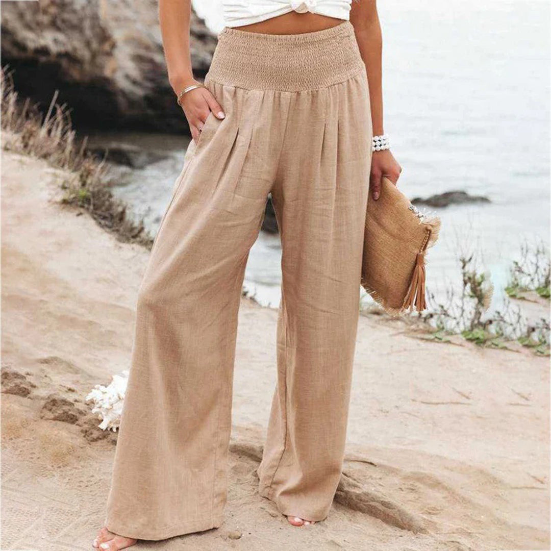 Pantaloni palazzo donna a vita alta