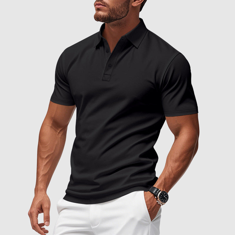 Férfi slim fit póló rövid ujjú, klasszikus gallérral
