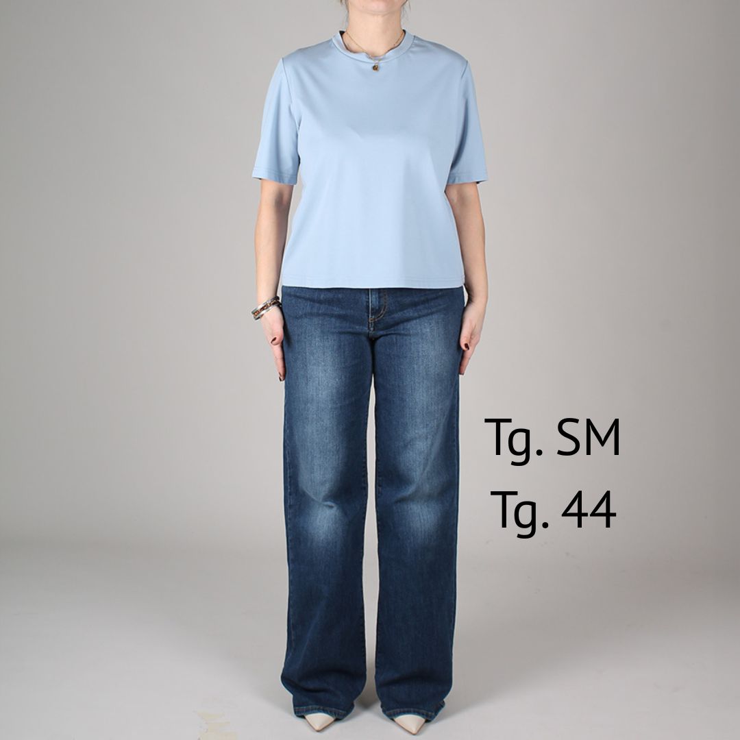 T-shirt a girocollo in viscosa