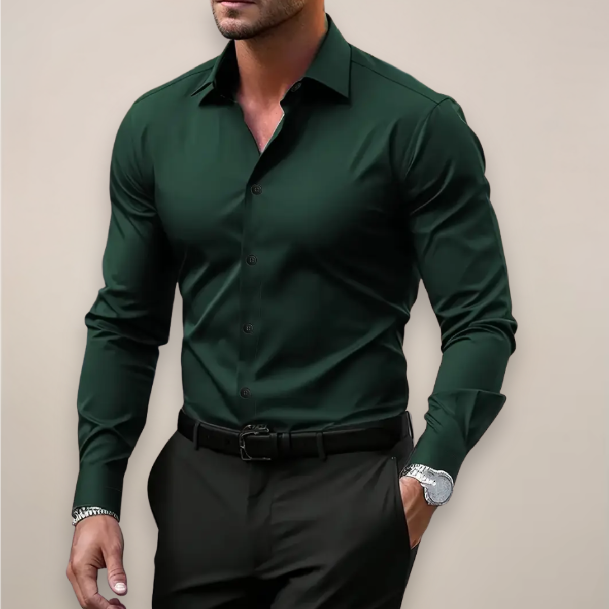 Camicia Elegante da Uomo a Maniche Lunghe con Vestibilità Slim