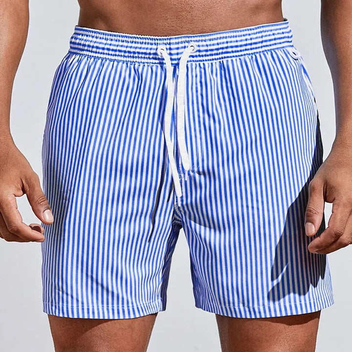 Pantaloncini Mare Uomo a Righe con Vita Elasticizzata e Coulisse
