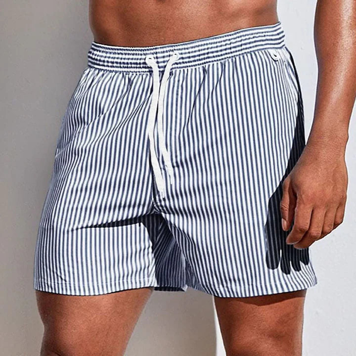 Pantaloncini Mare Uomo a Righe con Vita Elasticizzata e Coulisse