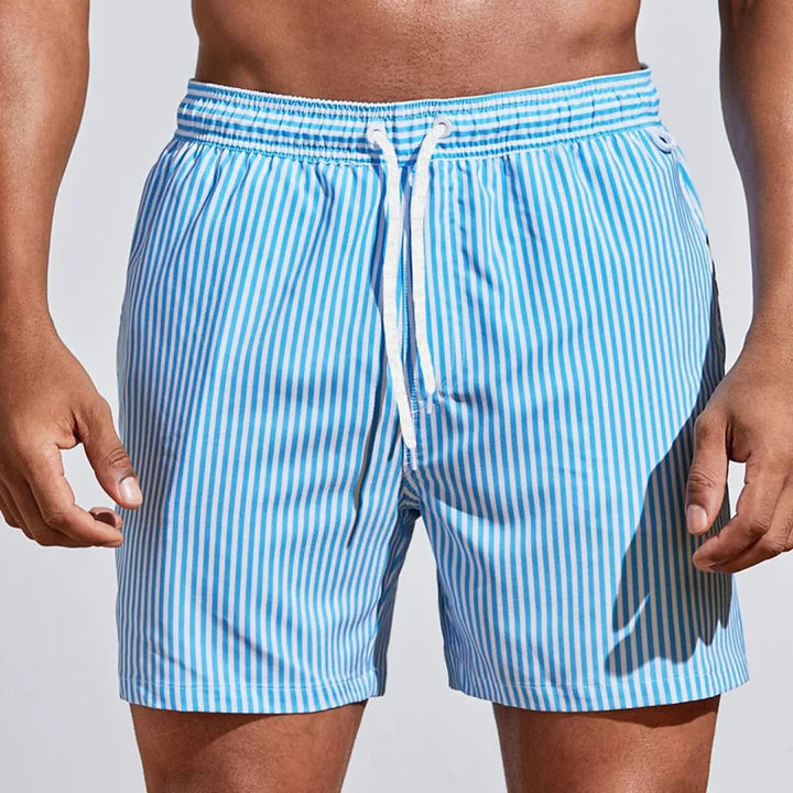 Pantaloncini Mare Uomo a Righe con Vita Elasticizzata e Coulisse