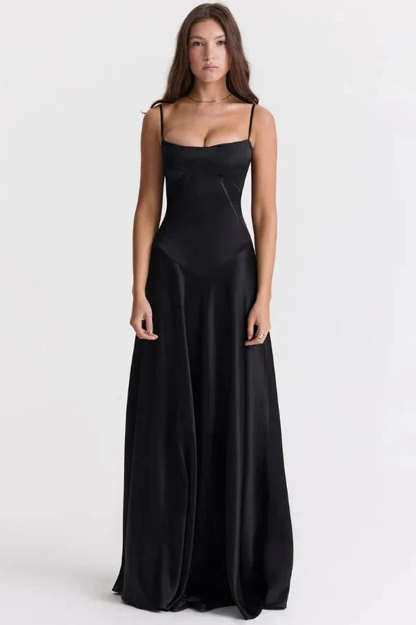 Gabriella – La robe maxi corset en satin soyeux