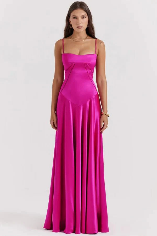 Gabriella – La robe maxi corset en satin soyeux
