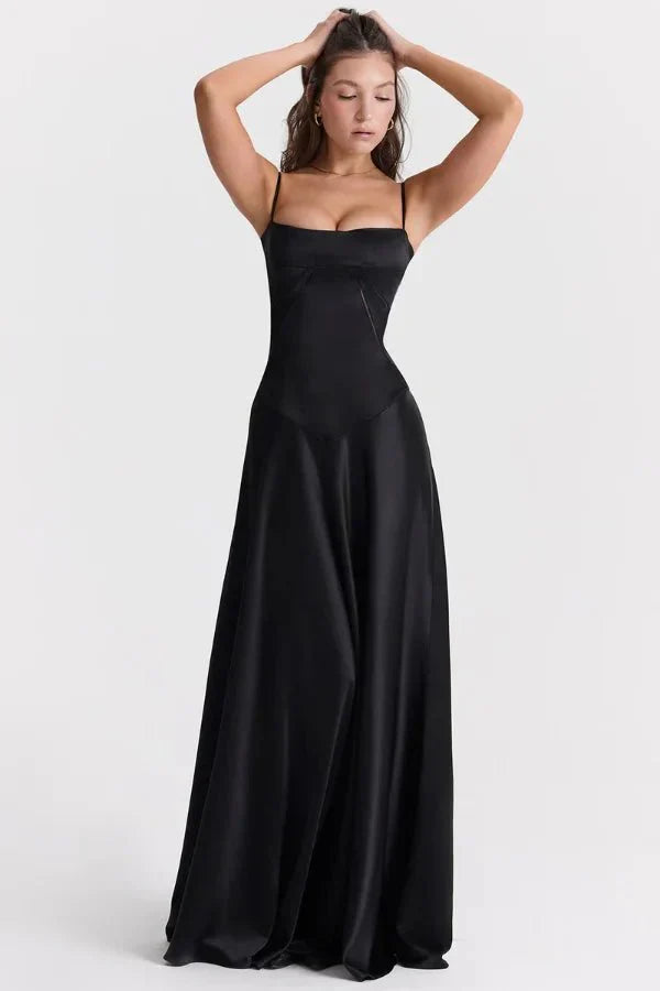 Gabriella – La robe maxi corset en satin soyeux