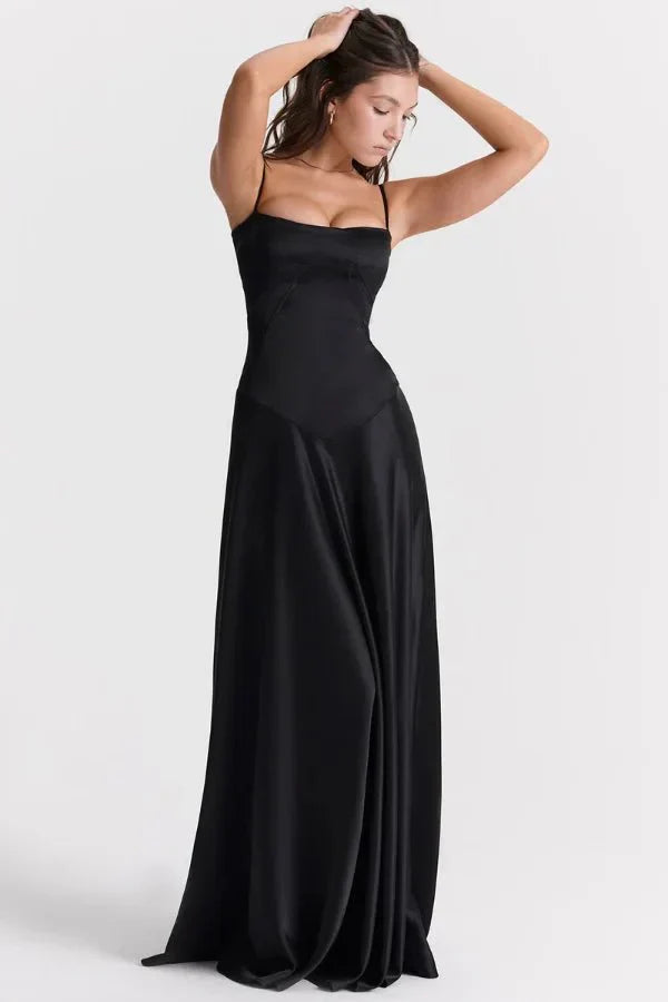 Gabriella – La robe maxi corset en satin soyeux