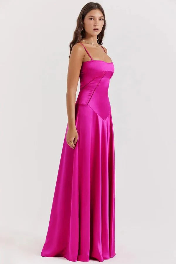 Gabriella – La robe maxi corset en satin soyeux